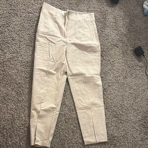 Zara Cream Trousers with Straight-Cut Design
